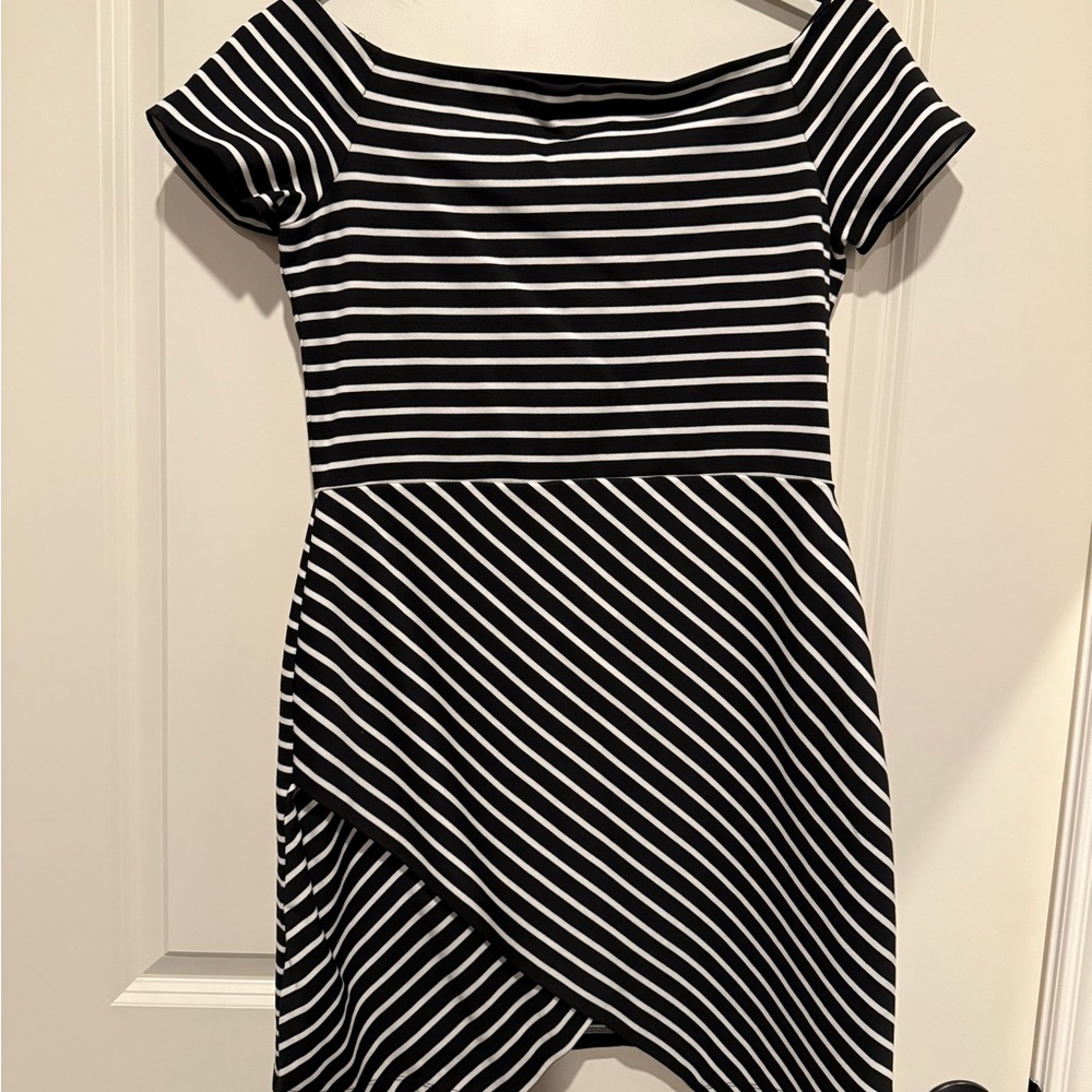 1. State Black and White Asymmetrical Dress
